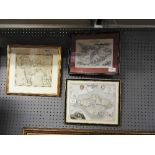 A framed and glazed coloured map of the