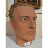 A French 1920's male wax mannequin head.