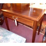 A Georgian inlaid mahogany side table fitted single drawer and raised on square section supports
