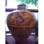 A large pair of Eastern vases with brown glaze 85cm tall