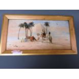 SOLD IN TIMED AUCTION A pair of Orientalist watercolours depicting camels,