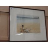 A Russel Flint signed lithograph 1925 bench study