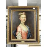 Morris Keevil, oil on canvas laid on board portrait depicting Lady Boyle in pink satin attired,