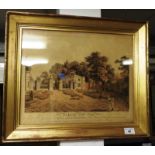 A glazed and framed 19th Century aquatint of Richmond Park Gate