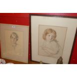 A pair of chalk portrait studies by Helen Bedford and Celia Bedford,