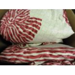 A pair of red striped curtains (9ft by 4