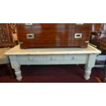 A painted distressed finish low table fi