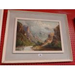 An oil on board signed B Conti, mountain