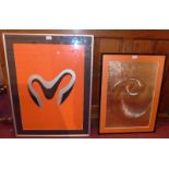 Two 1970's artworks, a gold foil paintin