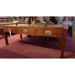 A military style mahogany low table with