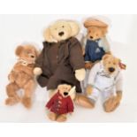 A Set Of 5 Vintage Australian Teddy Bears Includin