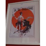 A framed and glazed art print, La Vie Pa