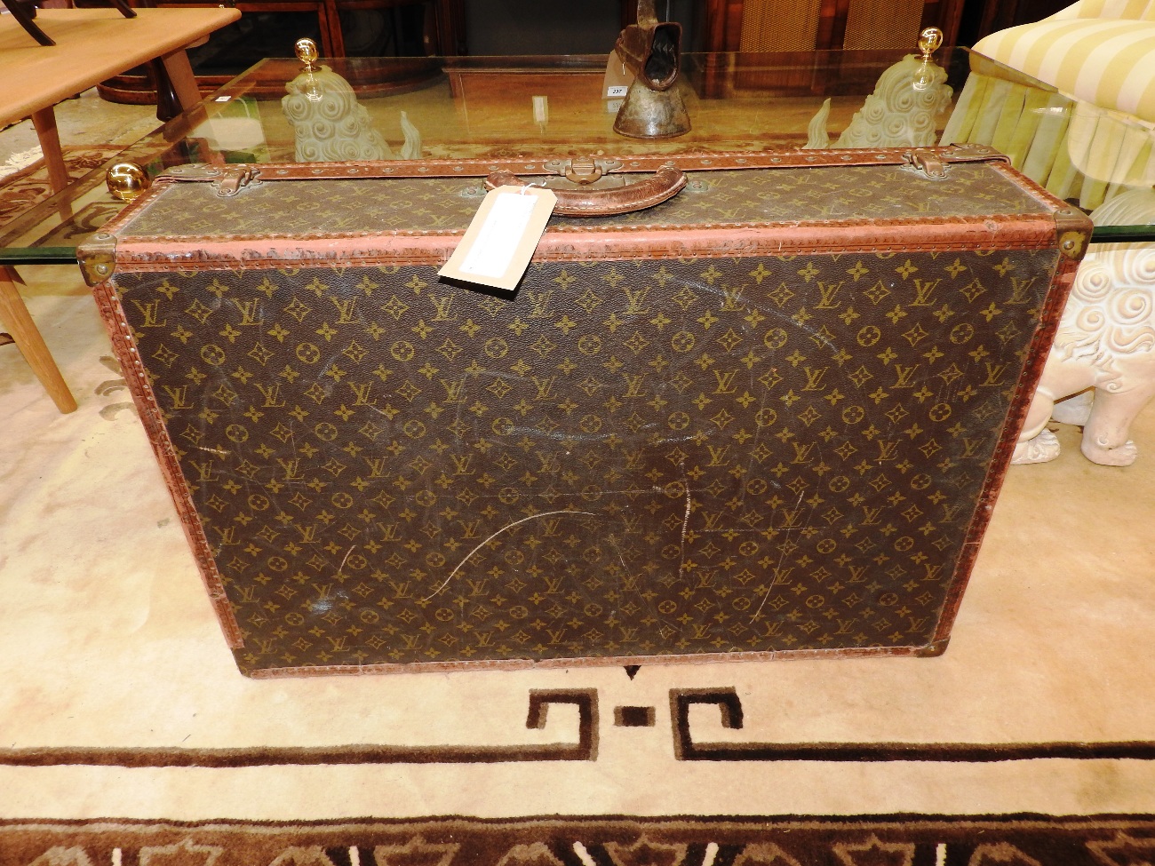 A vintage Louis Vuitton suitcase