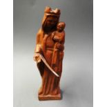 A vintage carved wood figure of Madonna and Child