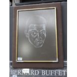 Stuart Armfield (1916 - 1999) a chalk portrait study of Cassius Clay, signed lower right,