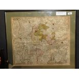 A framed German map by Tob; Conradi lotter geograph,