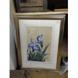 A pair of Chinese floral studies, mounted, glazed and framed to march,