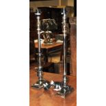 A pair of chrome table lamps on stepped bases (2)