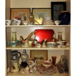 A large collection of porcelain and glassware, Beswick bird, lamp,