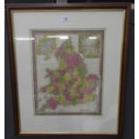 A framed and glazed map of England.