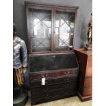 A Georgian design mahogany bureau bookcase,