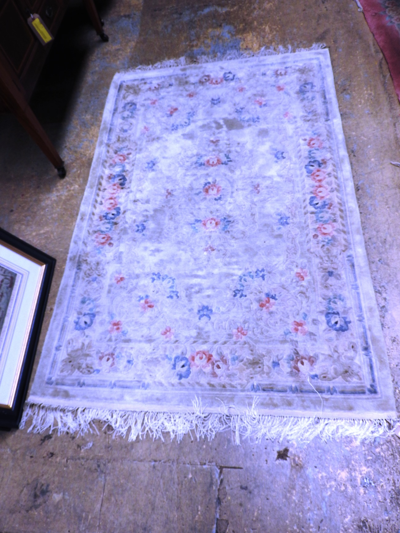 A Chinese part silk rug,