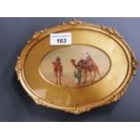 An Orientalist watercolour 19th Century depicting camels in gilt frame,