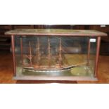 A fine quality 19th Century ship model in original mahogany case