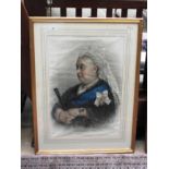 A framed portrait study of Queen Victoria