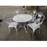 A contemporary designer Harrods white painted metal garden bistro suite,