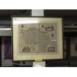 An 18th Century framed map of Flintshire