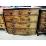 A 19th Century bowfront chest of two short drawers over three larger drawers