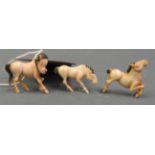 A set of three antique Oriental ivory horses (3)