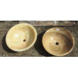 Two onyx circular sinks,