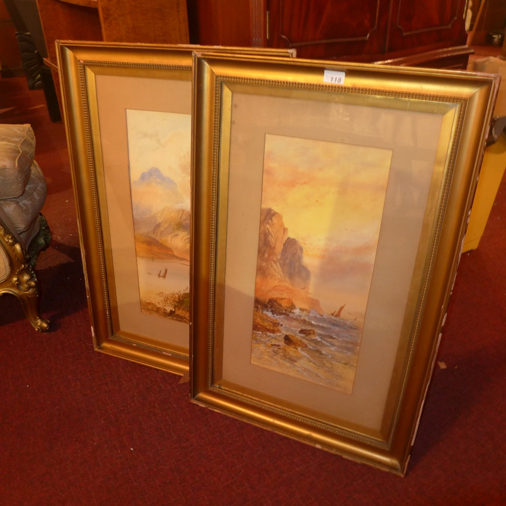 A pair of Edwardian watercolours signed W.