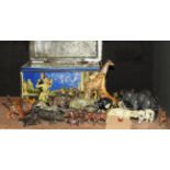 A set of early 20th Century painted lead and tin arc and circus animals cased