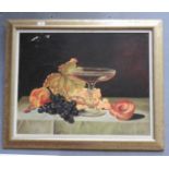 Two classical oil on board still life studies in gilded frames,