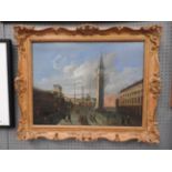 Follower of Francesco Guardi (1712 - 1793) oil on canvas of Piazzo San Marco in a fine carved