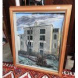 A pair of large 20th Century oil on board studies of a house in London