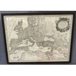 A map of entitled 'Romani Imperii' framed and glazed 72cm x 55cm