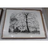 A limited edition print by Marianne Fox Ockinga, winter scene with children playing in a park,