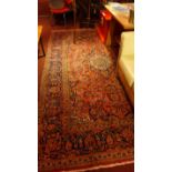 A fine central Persian Kashan carpet 342cm x 202cm central pendent medallion with repeating