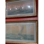 Philip Osmont, a pair of watercolours, sailing boats at sea, signed bottom right,