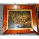 Three burr maple framed W J Shayer colour prints,