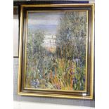 Adrian Kenfoot, 'Piper's View' 1983, Impressionist style oil on canvas, sea view through the reeds,