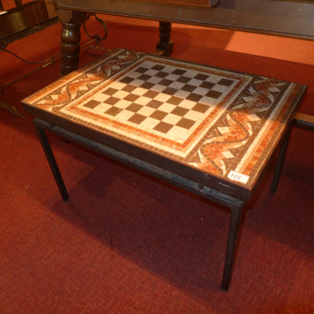 A 20th century mosaic and chess board to