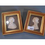 A pair of wax portrait reliefs, gent and