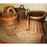 A selection of vintage wicker baskets of varying sizes