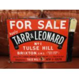 A mid 20th century vintage red enamel advertising sign for Torr & Leonard estate agents