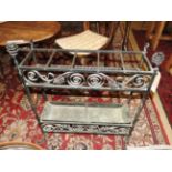 An arts and crafts period wrought iron stick stand,